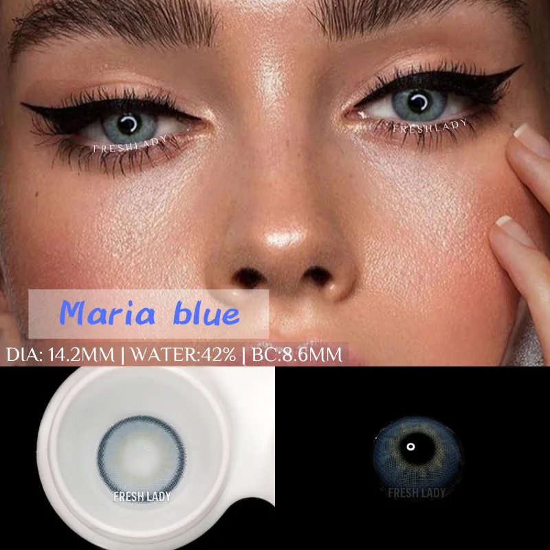 fresh lady official yearly colored contact lenses for eye 1pair wholesale popular colored natural color lens with container soft free global shipping