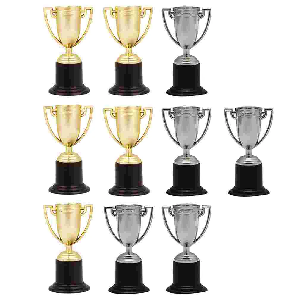 

10pcs Silver Award Trophy Cups Model First Place Prizes10x6x5cm for Kids and Adults Rewards Desktop Decoration