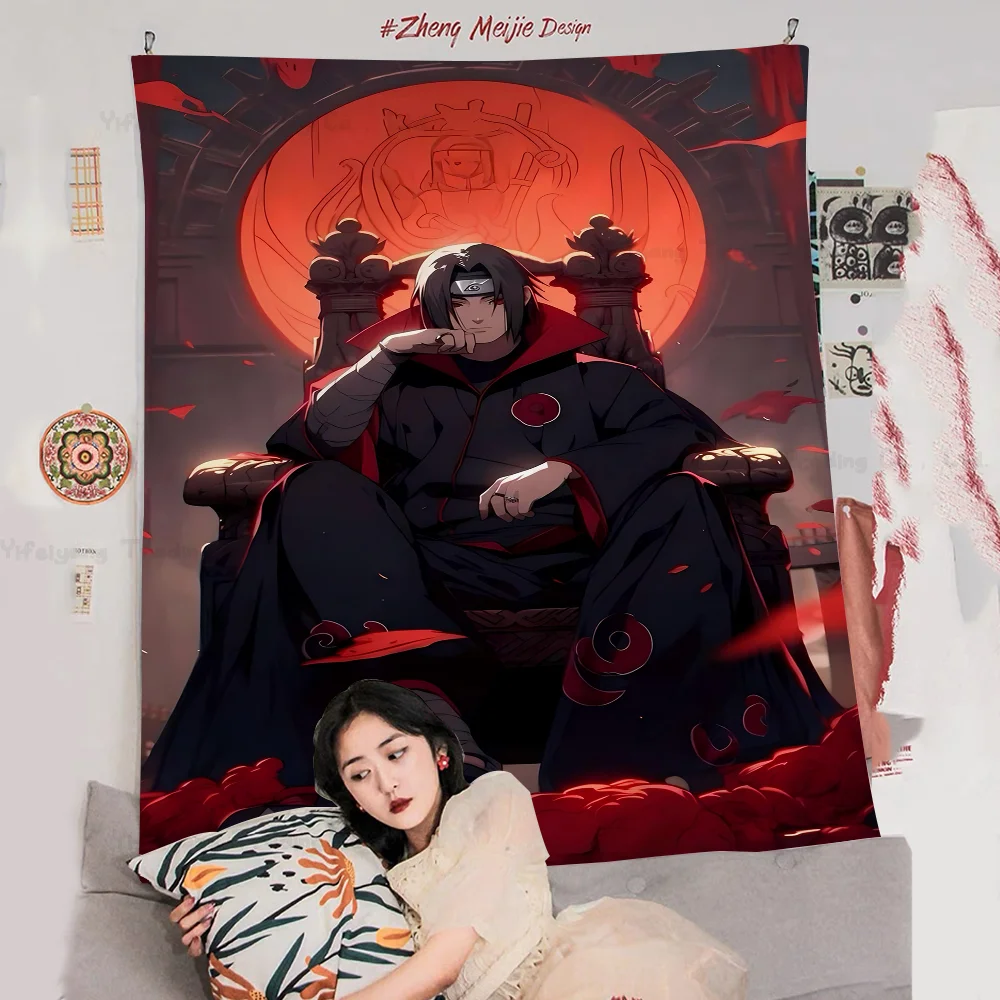 Naruto U-UchihaS I-ItachiS DIY Wall Tapestry Hippie Flower Carpets Dorm Decor Art