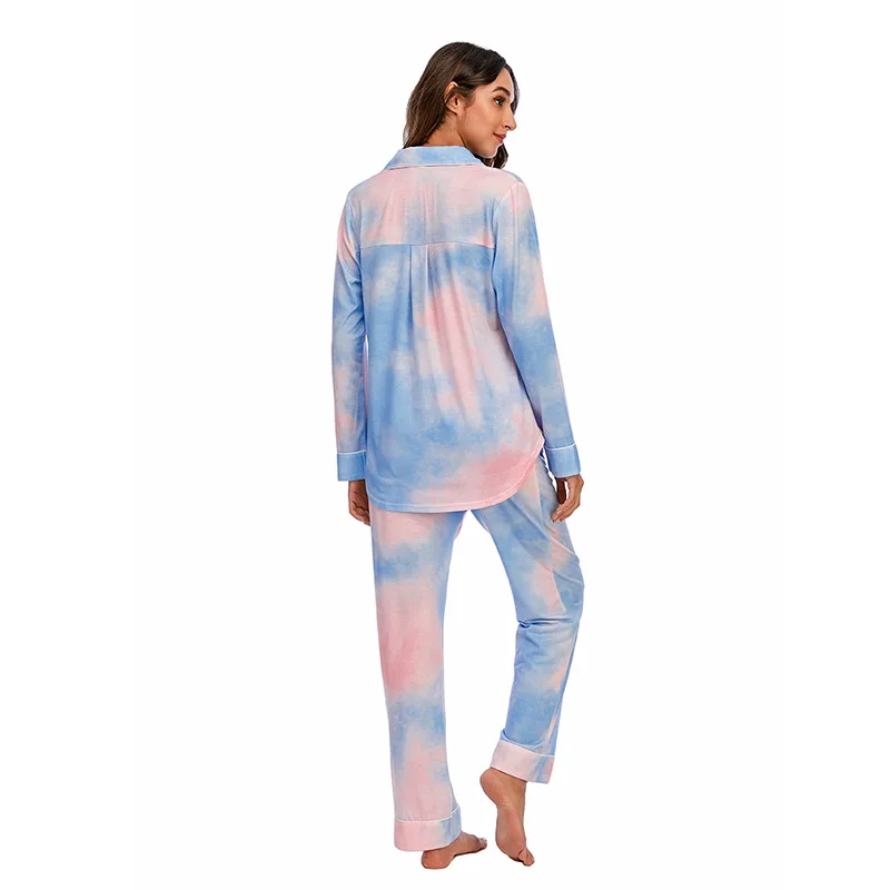 Autumn and Winter New Women's Pajamas Tie-dye Long-sleeved Casual Home Wear Fashion Pajama Set Pijamas Women Sleepwear