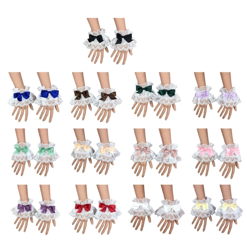 

Sweet Flared Ruffle Sleeves Girls Pleated Wrist Cuffs for Woman Skirt Wrist Warmers Female Pleated Wrist Cuffs Supplies