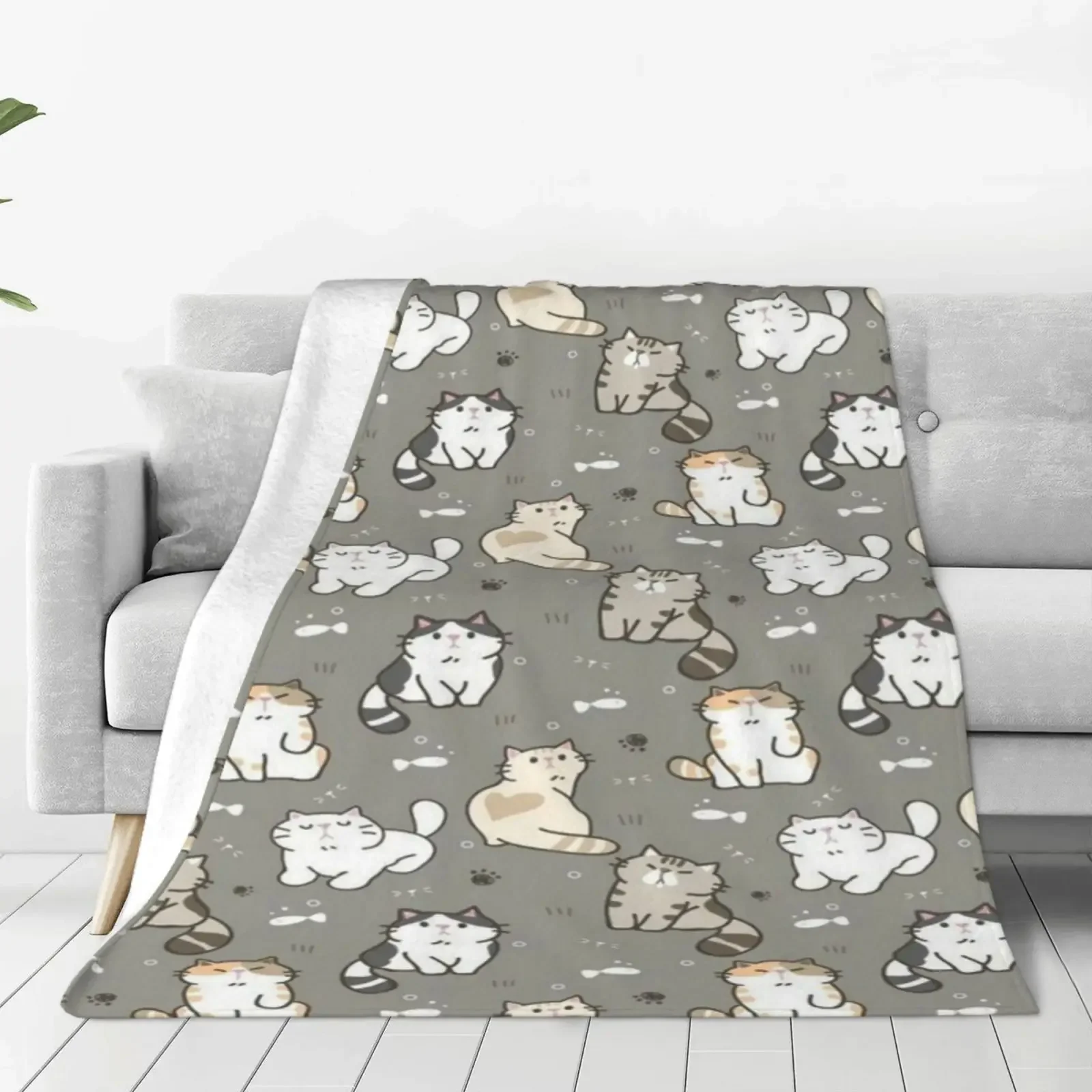 

Cat Manga Blanket Soft Fleece Spring Autumn Warm Flannel I hate Monday Throw Blankets for Sofa Home Bed Quilt