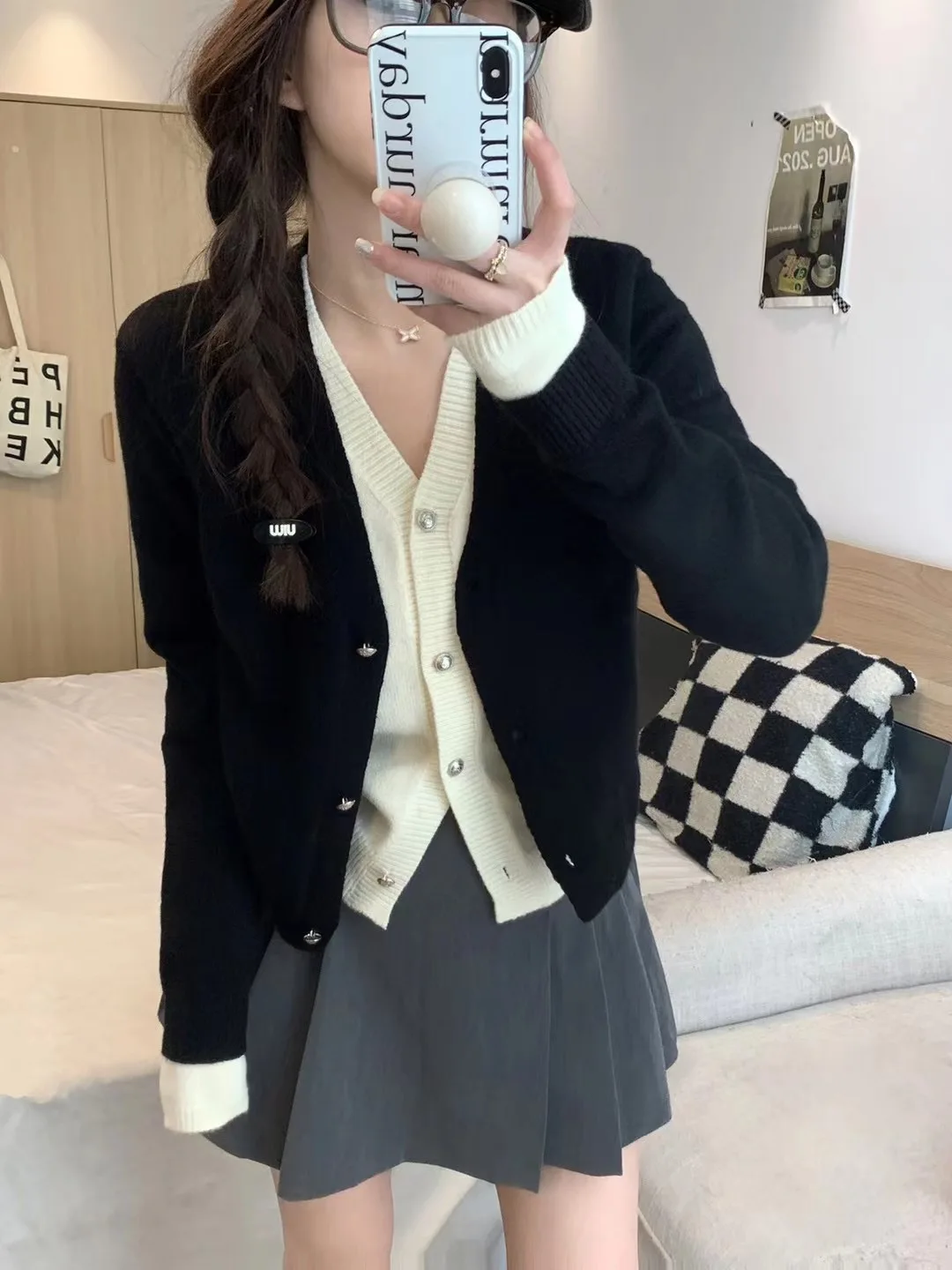 Женский вязаный кардиган из двух предметов с v-образным вырезом Design Sense новинка