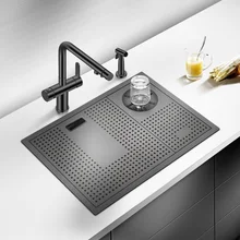 Asras Handmade Kitchen Small Brushed Sink Tray Glass Washer Cup Rinser Sprinkler Nano Matt Black Faucet Tap 5338NX Free Shipping