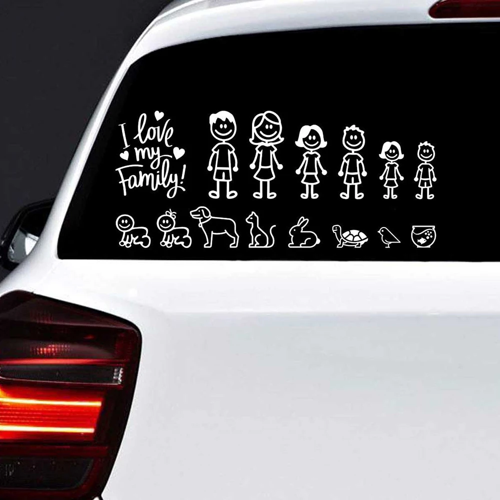 

Happy Family Window Car Bumper MacBook Water Bottle Mirror Glass Vinyl Decal Sticker Set Waterproof Large Size
