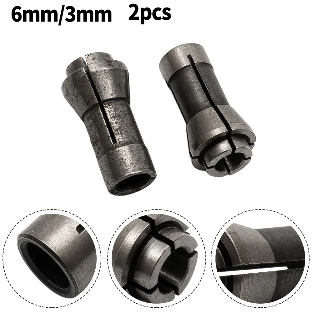 

2pcs 3mm/6mm Chuck Alloy Router Bit Collet Grinding Machine Clamping Engraving Chuck For Tire Repairing Power Tool Accessories