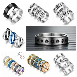 Anxiety Ring Figet Spinner Rings For Women & Men Stainless Steel Rotate Freely Spinning Anti Stress  in Pakistan