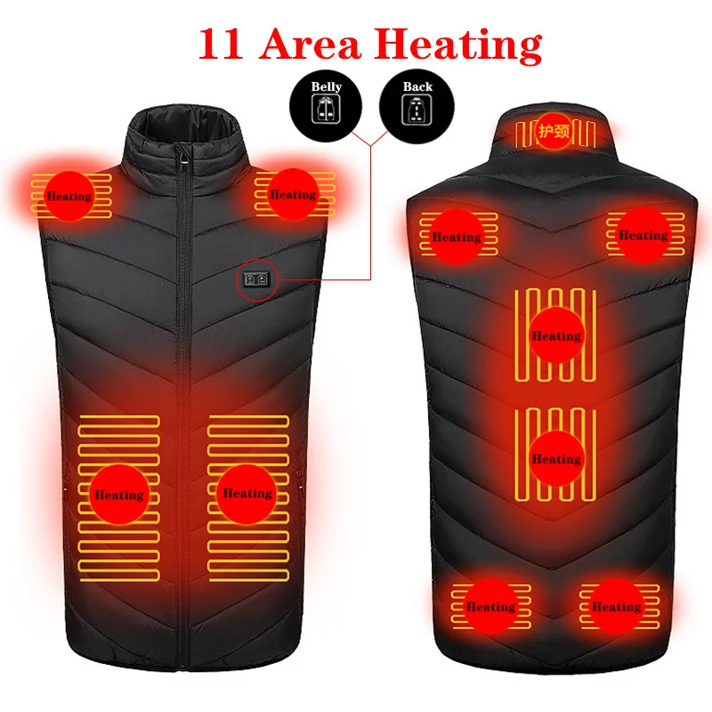 

11 Areas USB Heating Vest Men/women Control Intelligent Constant Temperature Winter Jacket Heating Plus Size Electric Outerwear