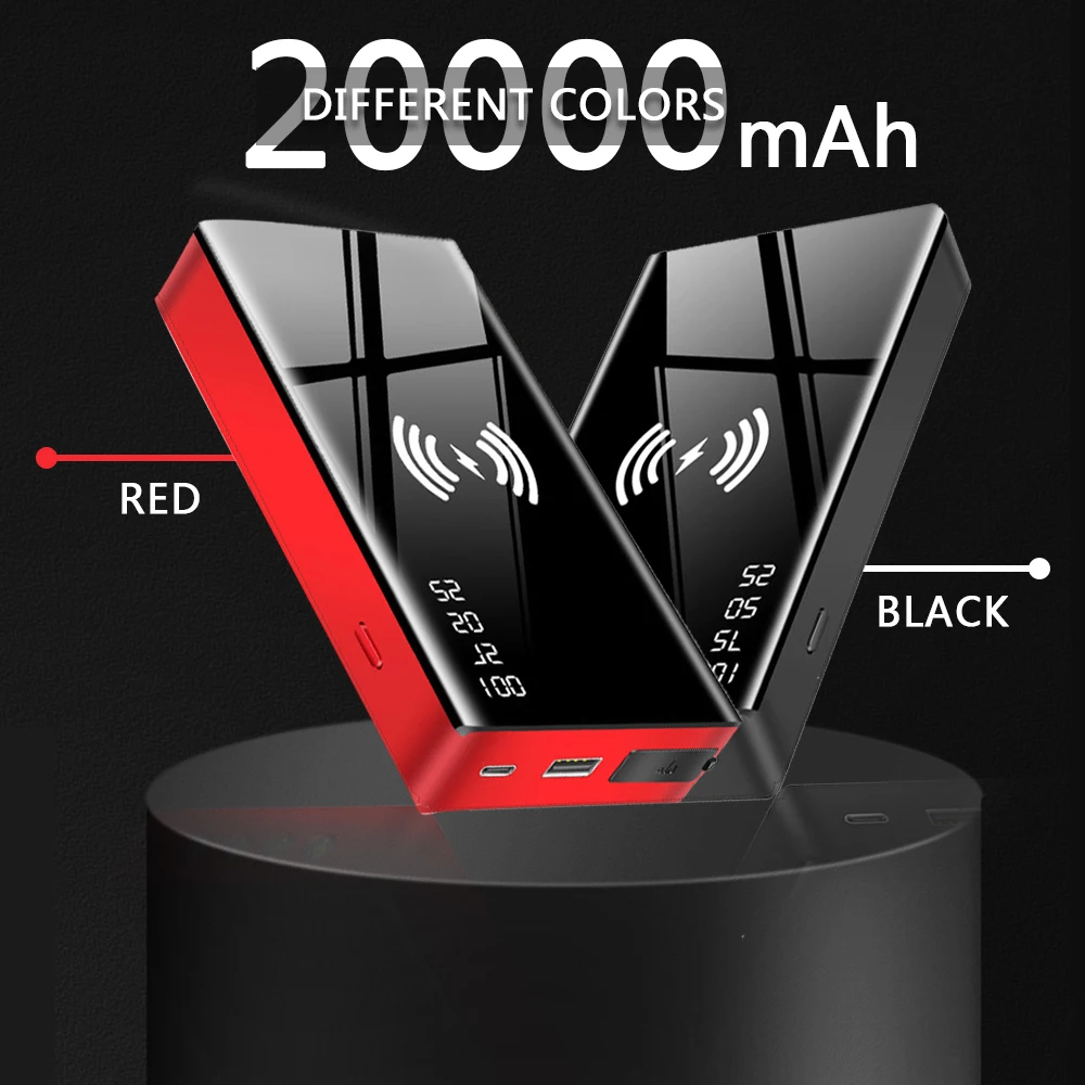 

20000mAh Wireless Power Bank 12V Car Booster Emergency Power Supply 600A Jump Starter