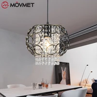 simple modern led crystal metal pendant lamp iron for bedroom dining room bar living room indoor e26 home deco ceiling light