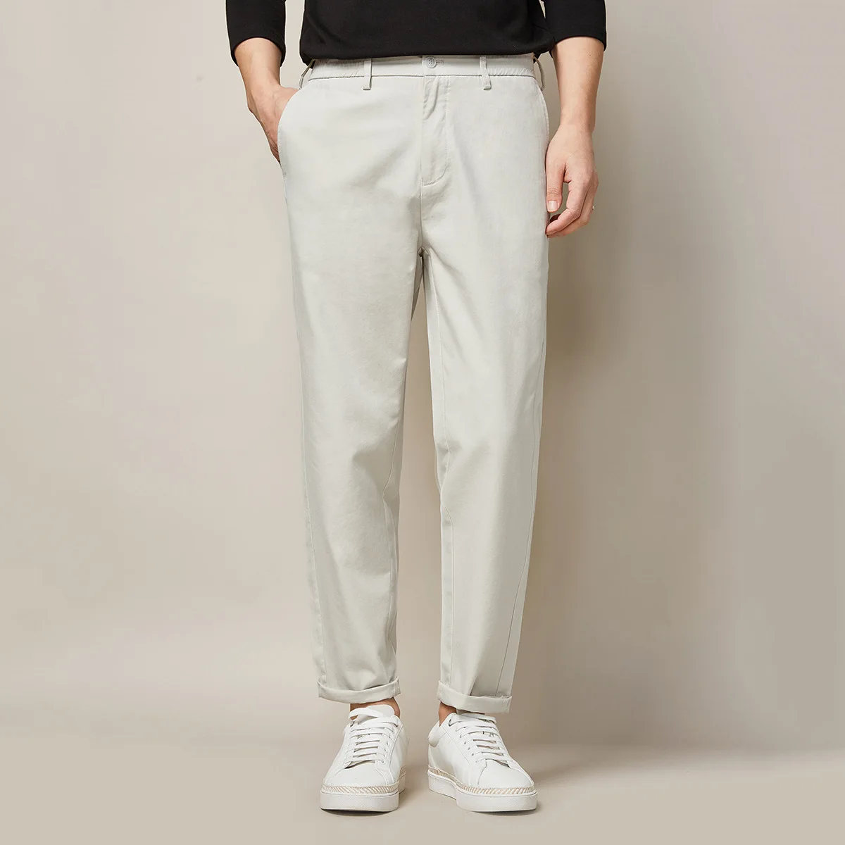Fashion Casual Cotton Mens Ankle Length Pants New Male Pockets Black Sweatpants