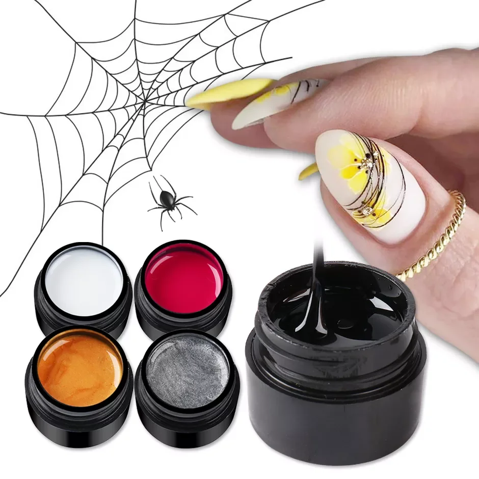 

Spider Gel Nail Varnish Drawing Line Painting Gel Nail Polish Black White Design Summer 2022 Pulling Silk Gel CH1615-4