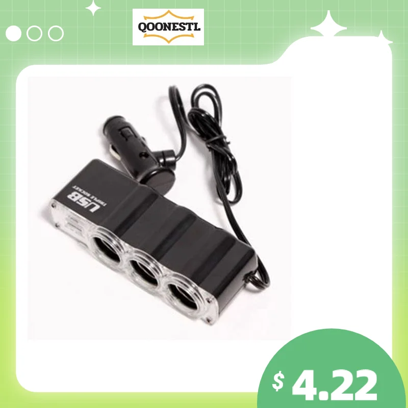 12V/24V Car Cigarette Lighter Splitter Car Charger Car Power DC Outlet Adapter With USB Charging Port For Mobile Phone Game