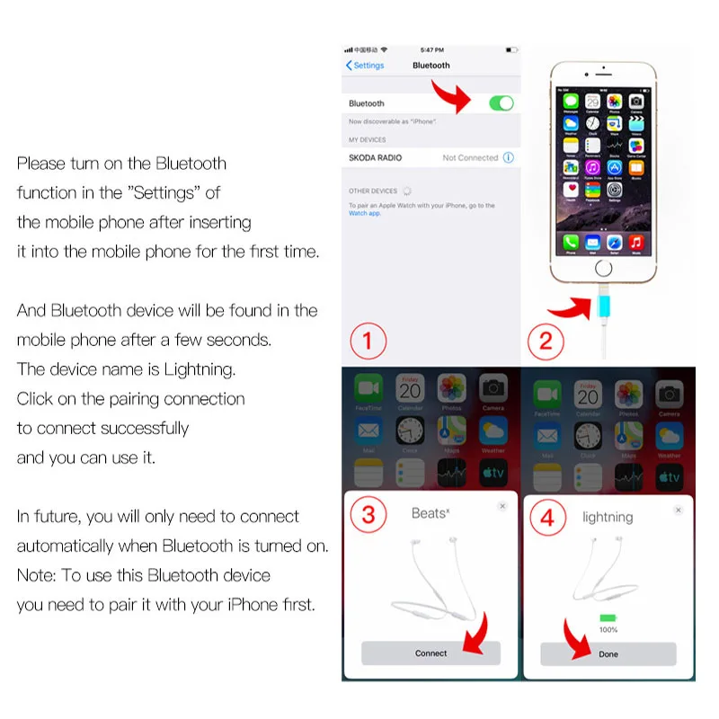 Адаптер для наушников с разъемом 3 5 мм адаптер Bluetooth iPhone AUX IOS 13 12 11 Lightning