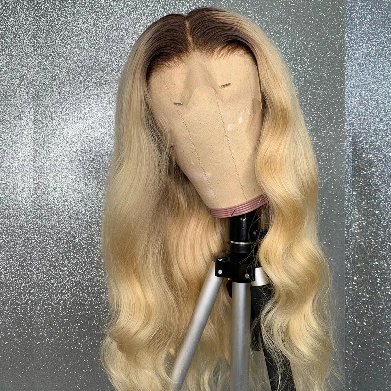 

Ombre Blonde Silk Top Full Lace Human Hair Wig Long Body Wave Glueless Silk Base Lace Wig Brazilian Remy Hair Wigs