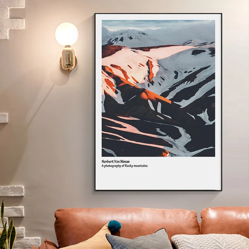 

Nordic Snow Mountain Landscape Photography Light Luxury Art Canvas Painting Wall Art Poster Living Room Bedroom Decor