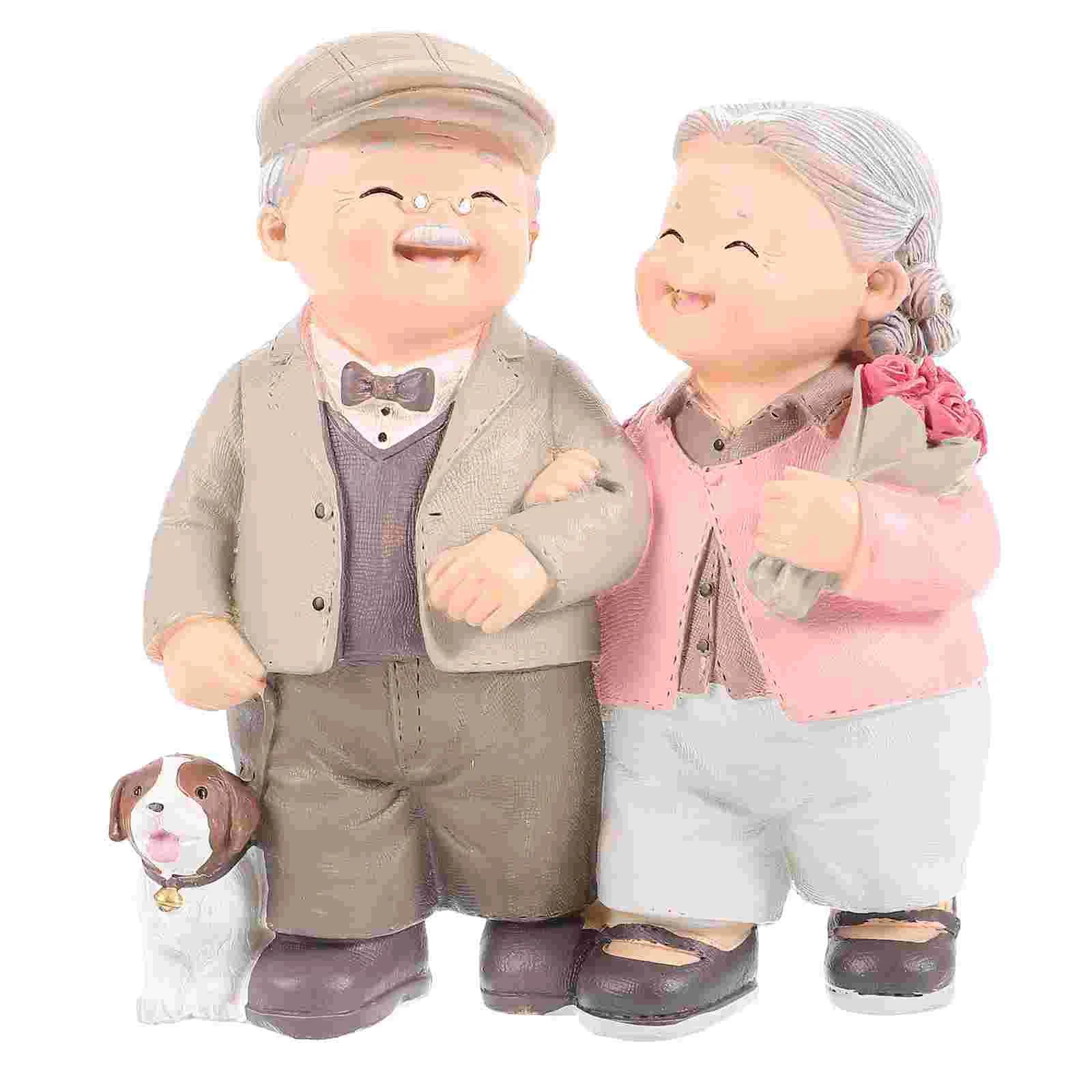 

Old Man Granny Ornaments Home Decorations Lovely Adornment Multi-color Elderly Couple Crafts Eye-catching Wedding Resin