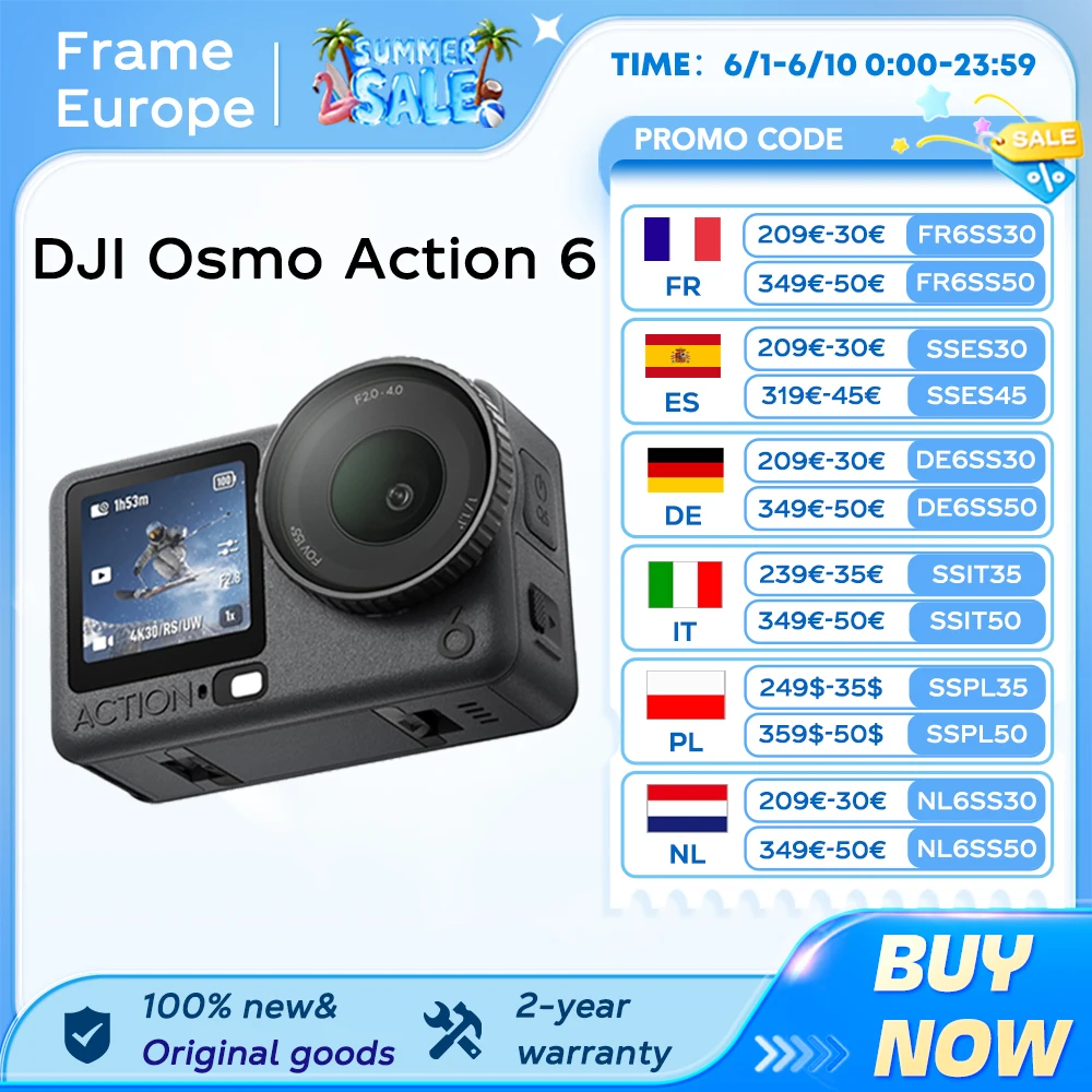 Cámara DJI Osmo Action 6 Essential, sensor 1/1.1", apertura f/2‑f/4, 4K