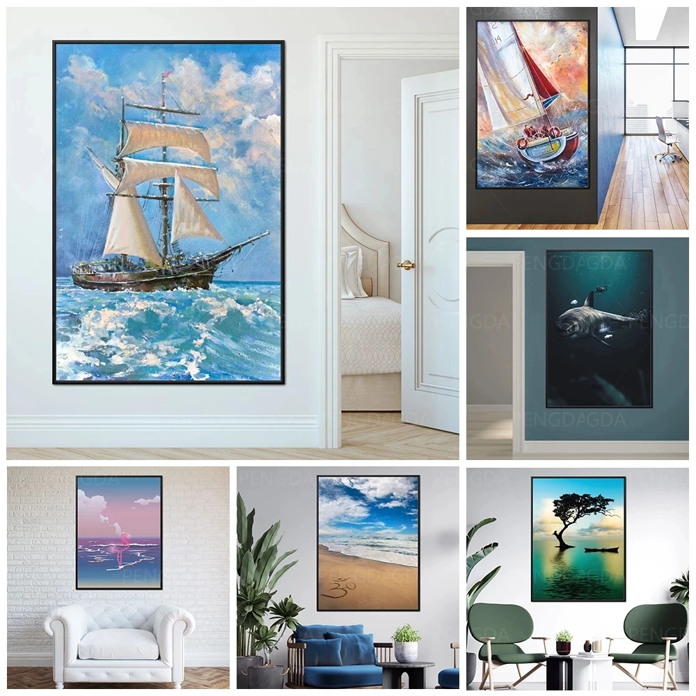 

Home Decoration Wall Art Beach Sea Tree Canvas Paintings Pictures Landscape Hd Prints Modern Poster Bedroom Modular No Framework