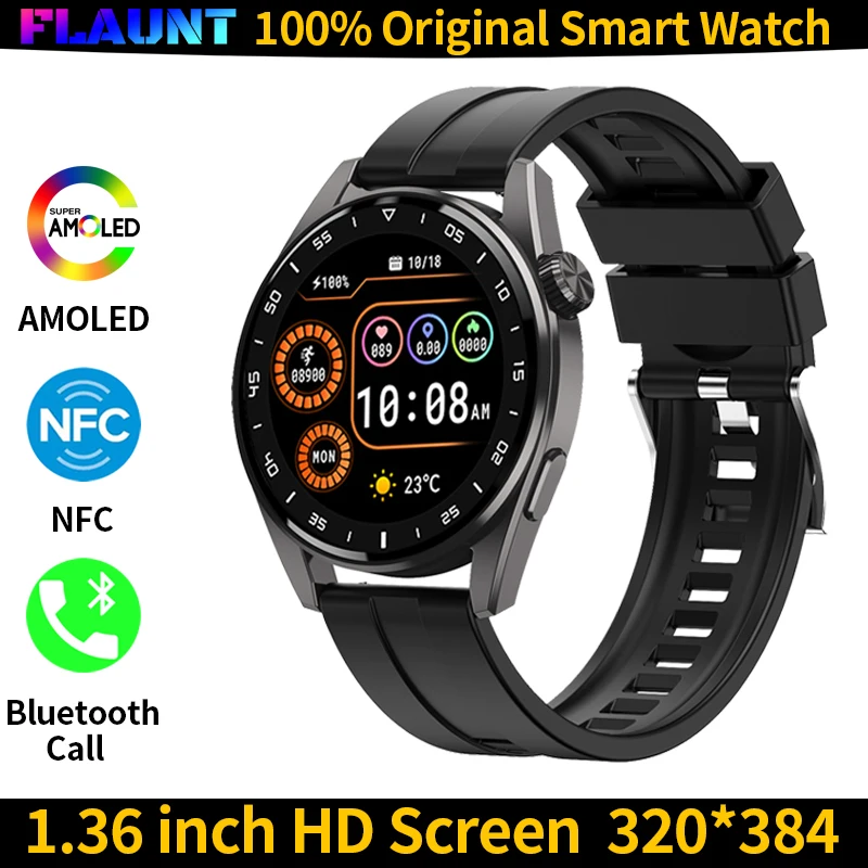

2023 New AMOLED Smart Watch Men GT3 Pro NFC Answer Call Custom Dial Sport Fitness Tracker Men Waterproof Smartwatch For Huawei