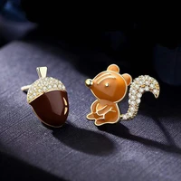 fashion lovely sweet animal cartoon earrings accessories s925 sterling silver squirrel jewelry stud earrings for women girls