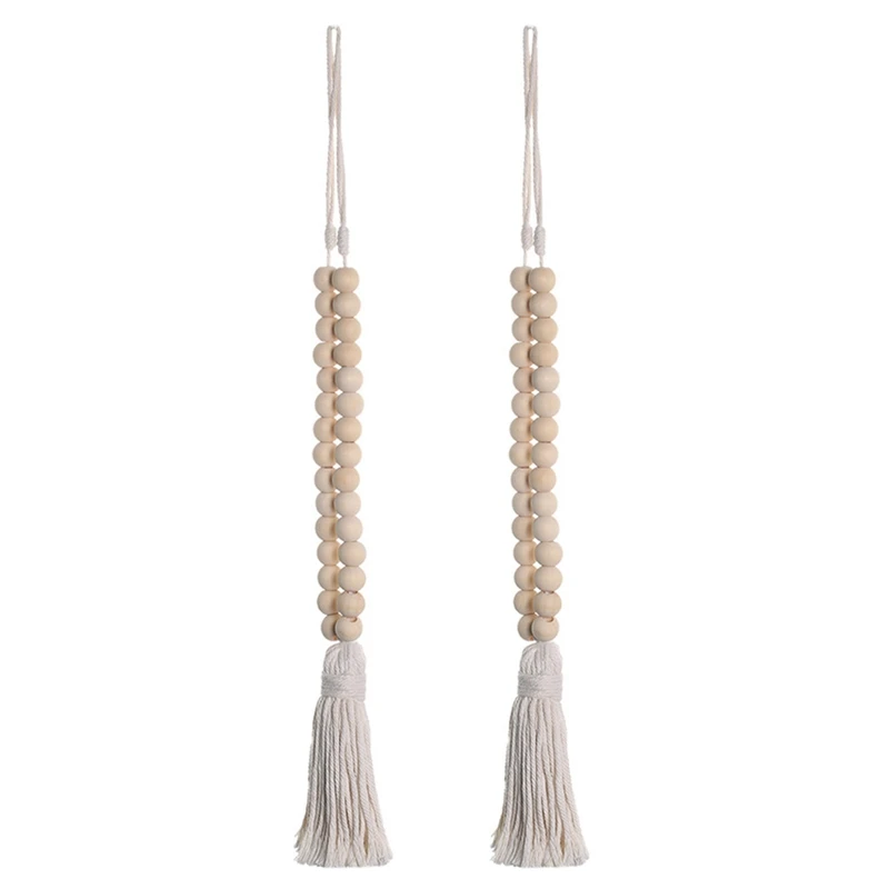 

2Pcs Wood Bead Decorative Curtains Fringe Curtain Tieback Home Decor Curtain Holdback For Living Room Bedroom Decor