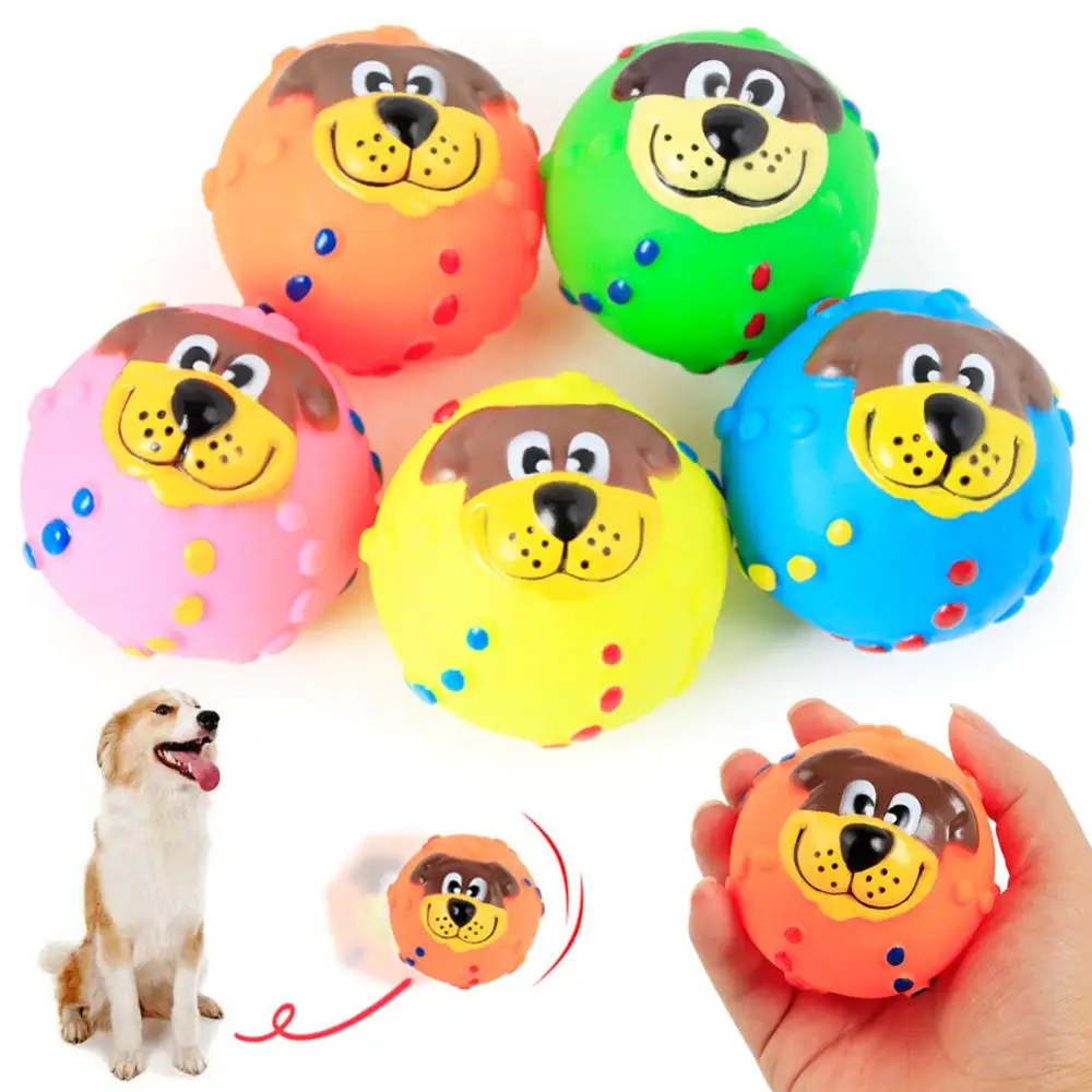 

Training Cute Soft Toy Squeak Pet Puppy Dog Face Ball Molar Throwing Sound Play Toy