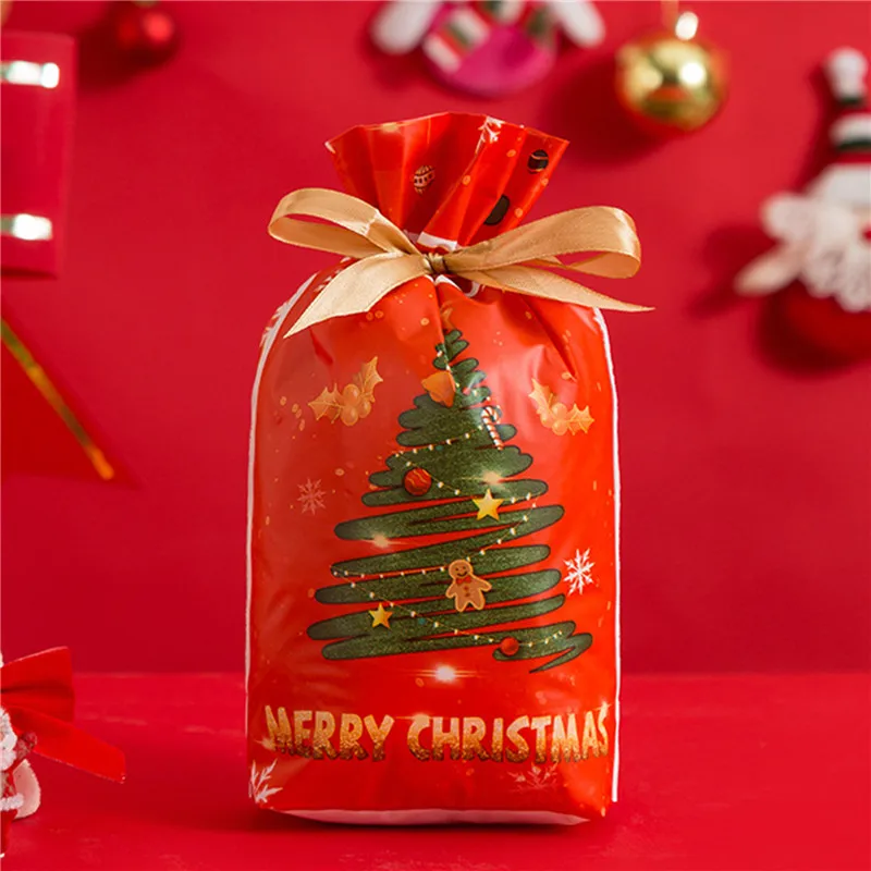 50 шт. свежих лент сумка на шнурке Рождественская и Новогодняя упаковка для еды