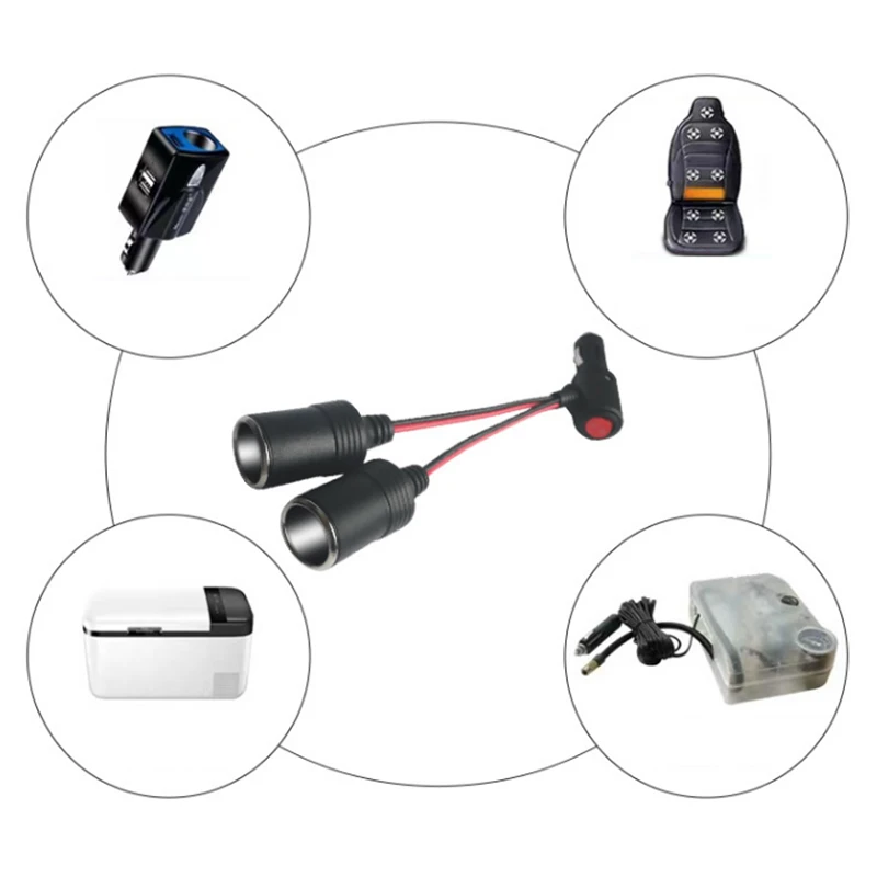 Адаптер питания 2 в 1 для автомобиля разветвитель с штекером на гнезда адаптер