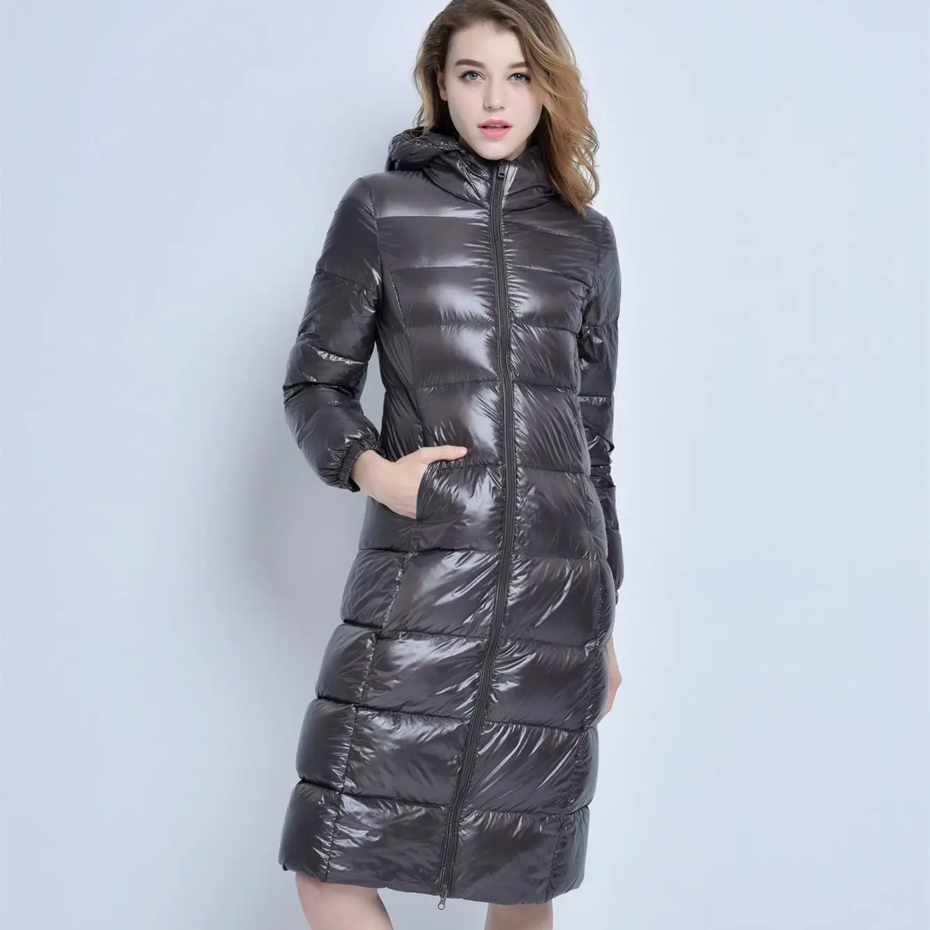 Winter Coats New 90% White Duck Down Jacket Women Thick Warm Hooded Long Korean Fashion Slim Parkas Female Clothing Blue Tops