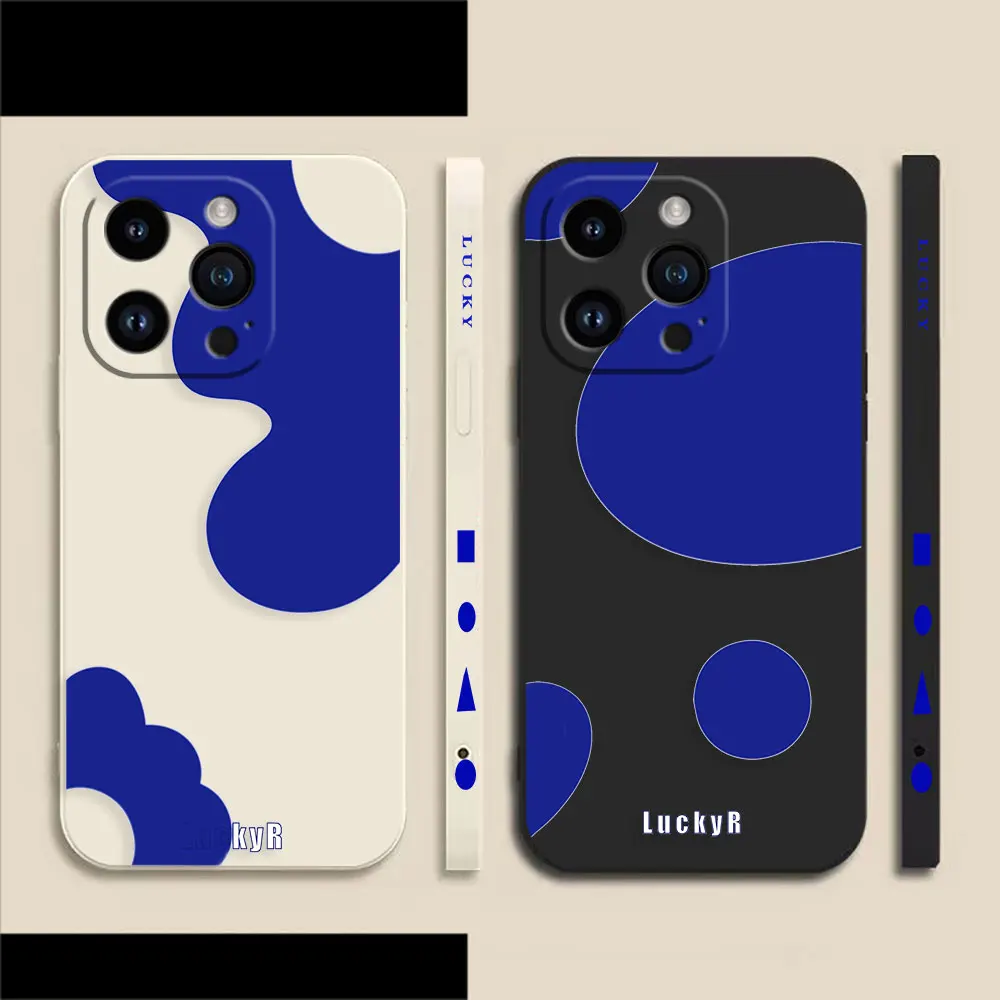 

Lucky Klein Blue Phone Case For Apple iPhone 14 13 12 11 Pro XS Max Mini X XR SE 7 8 6 6S Plus Colour Liquid Case Cover Funda