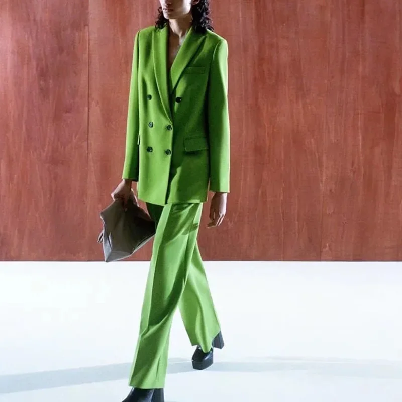 Женский офисный костюм из двух предметов элегантный однотонный пиджак с