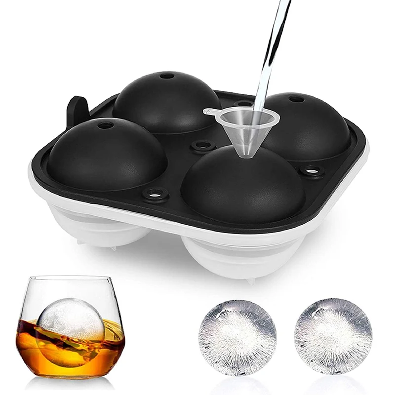 

Ice Ball Maker Large Sphere Mold Silicone Ice Cube Trays for Whisky 2.5 Inch Ice Ball Mold Sphere Round Black Mould