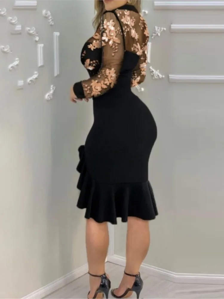 Длинные платья весна-лето сексуальное Сетчатое платье с оборками женское миди