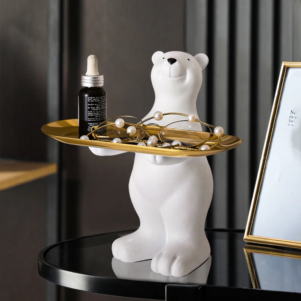 

Creative polar bear floor decoration living room porch tray Hotel TV cabinet home decoration storage fruit tray