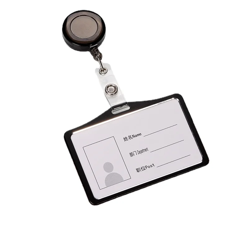

1pc ID Tag Name Badge Holder with Badge Reel Retractable Clip Company Workers Staff Certificate Pass Work Card Cover Case Sleeve