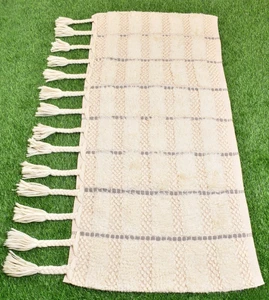 Fluffy Rug for Bedroom Decor Area Carpet Rug Natural Jute and Wool Woven White and Grey Floor Mat Runner Rug 2.25x4.75 Feet