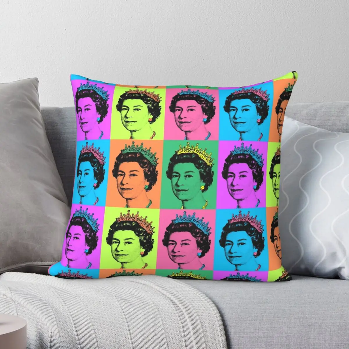 

Queen Elizabeth II England Pillowcase Polyester Linen Velvet Pattern Zip Decor Throw Pillow Case Home Cushion Case
