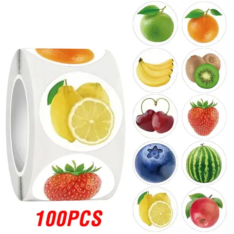 Набор наклеек с фруктами 100-500 шт