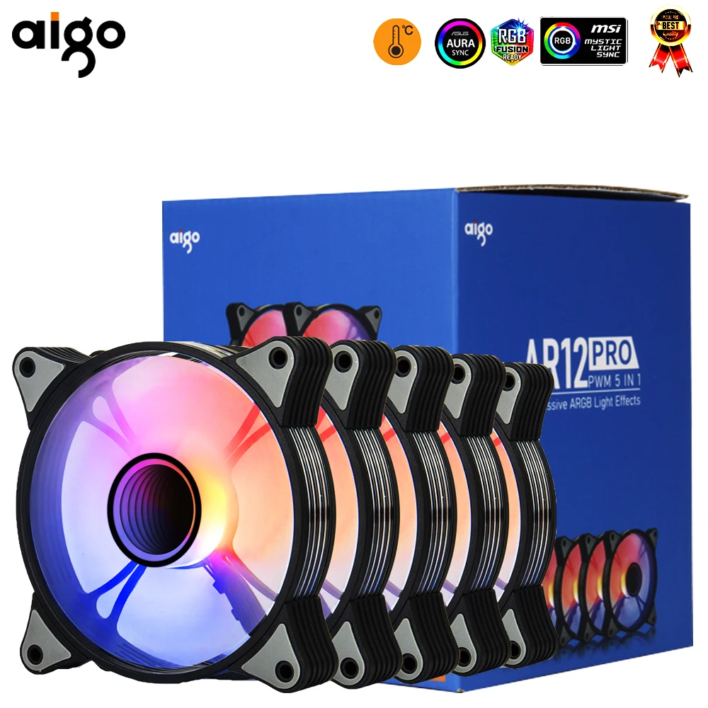 Aigo AR12PRO Computer Case fan ventoinha PC 120mm rgb fan 4pin PWM Cooling fan sync 3pin5v Unlimited space argb 12cm ventilador