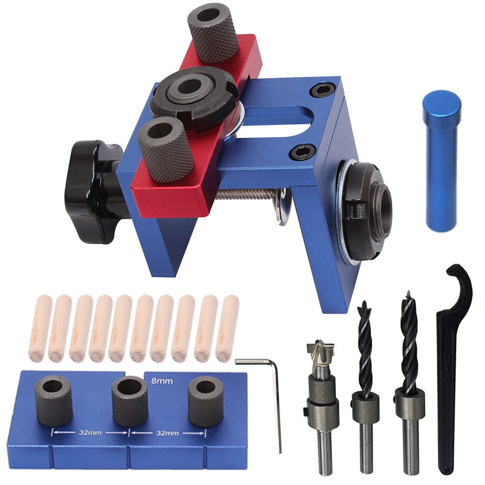 

Adjustable Bit Jig Pocket 3 With Hole Carpenter Puncher Doweling Jig Locator Woodworking Drill 8/15mm in 1 Tools Drilling Guide