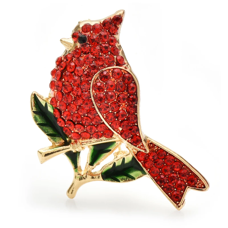 

Wuli&baby Red Fat Bird Brooches For Women Unisex Sparkling Rhinestone Beauty New Year Animal Party Office Brooch Pins Gifts