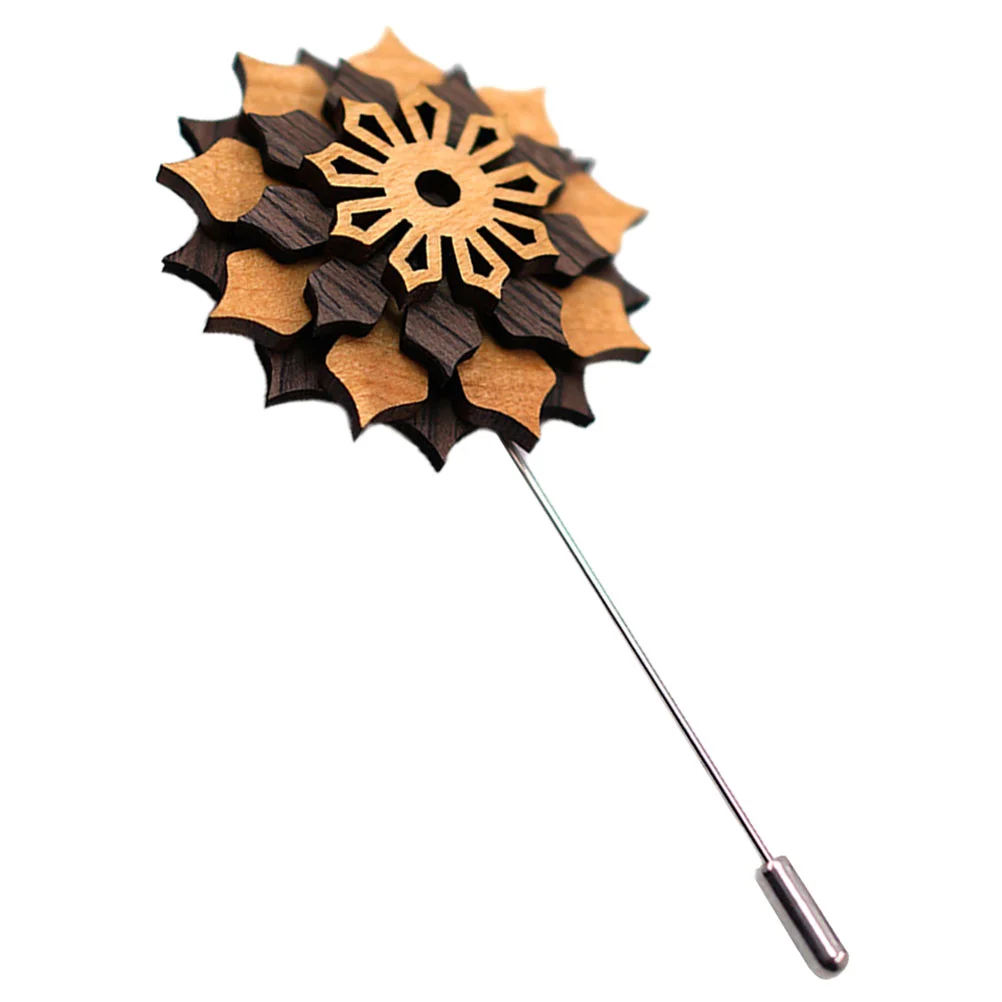 

Wooden Flower Lapel Pin Men Lapel Pin Decorative Brooch Boutonniere Pin for Suit