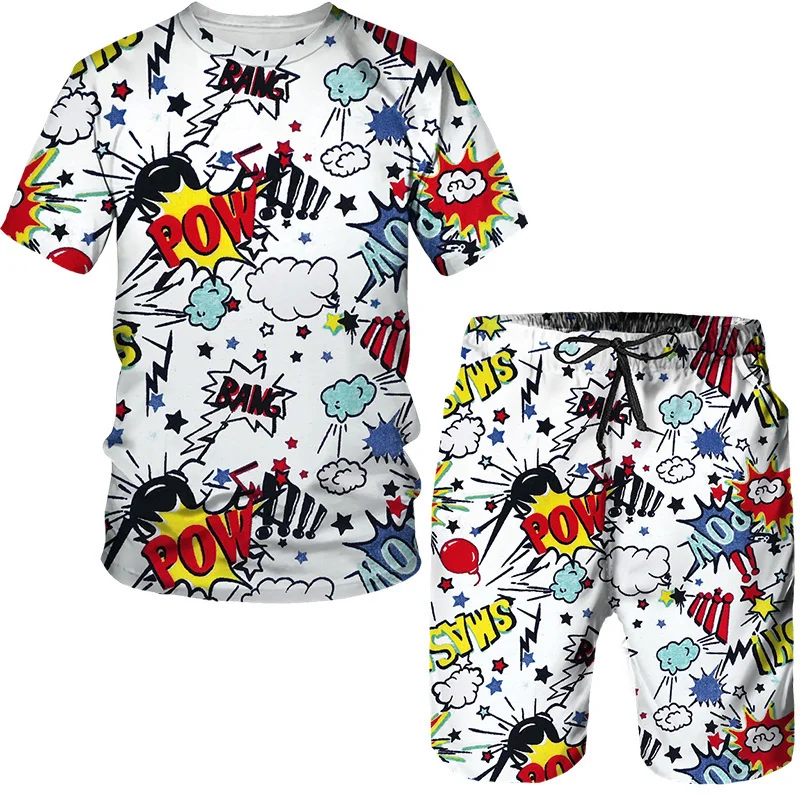 

Мужская футболка/шорты с 3D-принтом, летняя повседневная футболка с коротким рукавом, костюм для бега, уличная одежда в стиле хип-хоп