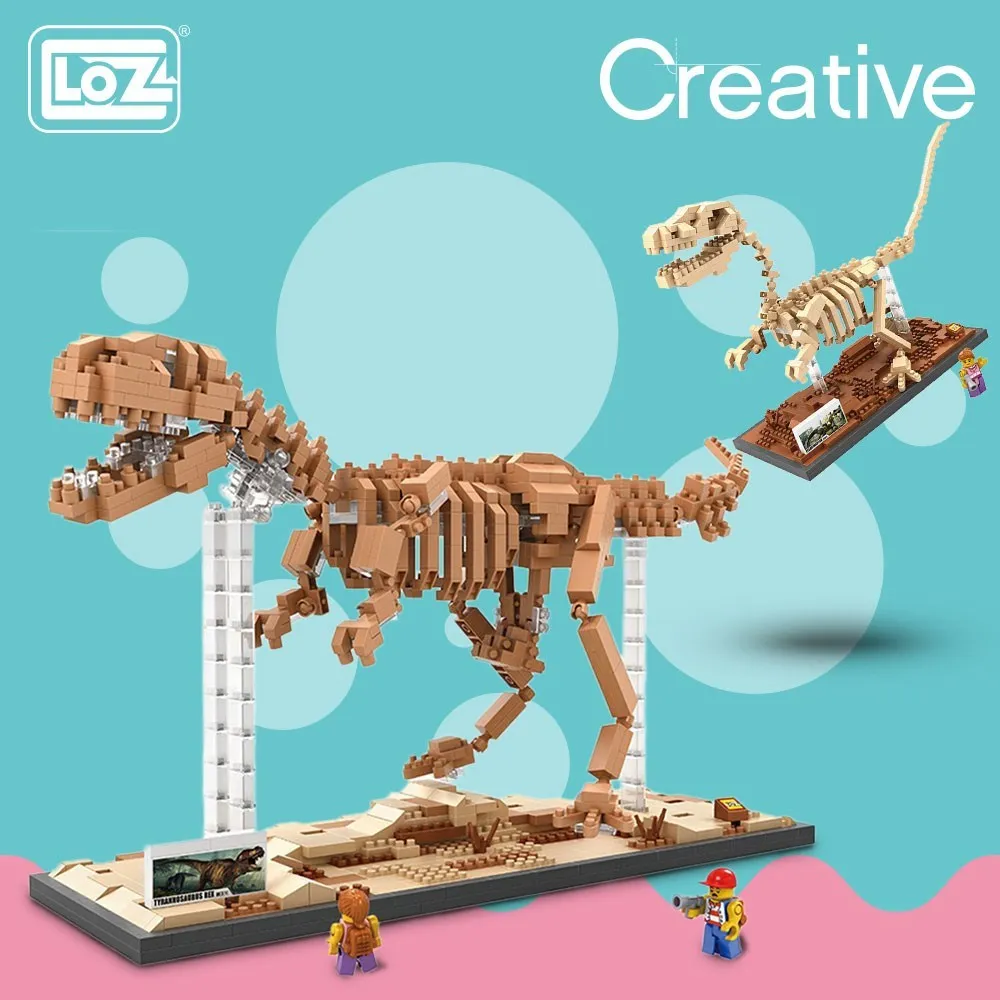

LOZ Diamond Blocks Fossil Dinosaur Jurassic Dinosaurus Toys Velociraptor Model Figure Dinosaur Museum DIY Bricks 9026