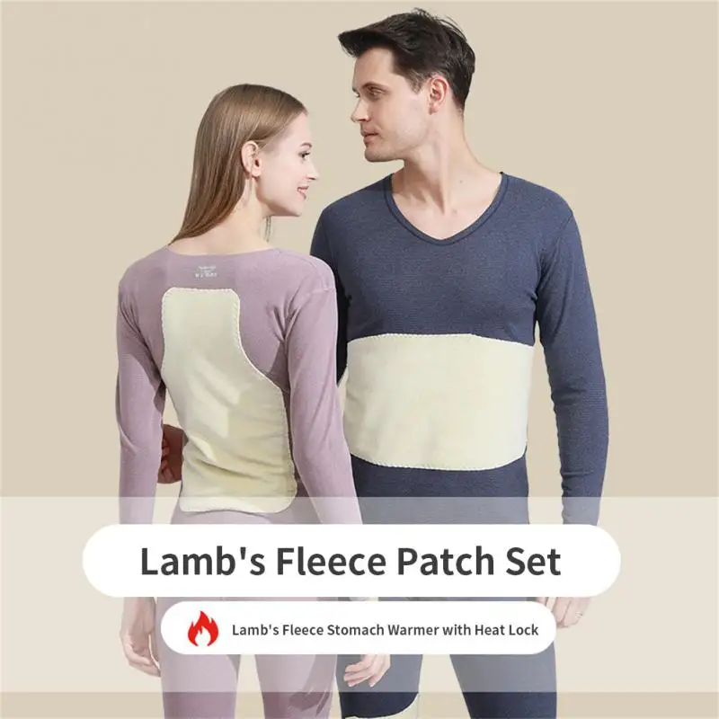 Lamb Patch Thermal Underwear Set Couple's Traceless Warm Sleepwear Men's Mig Cashmere Autumn Dress Pants Women