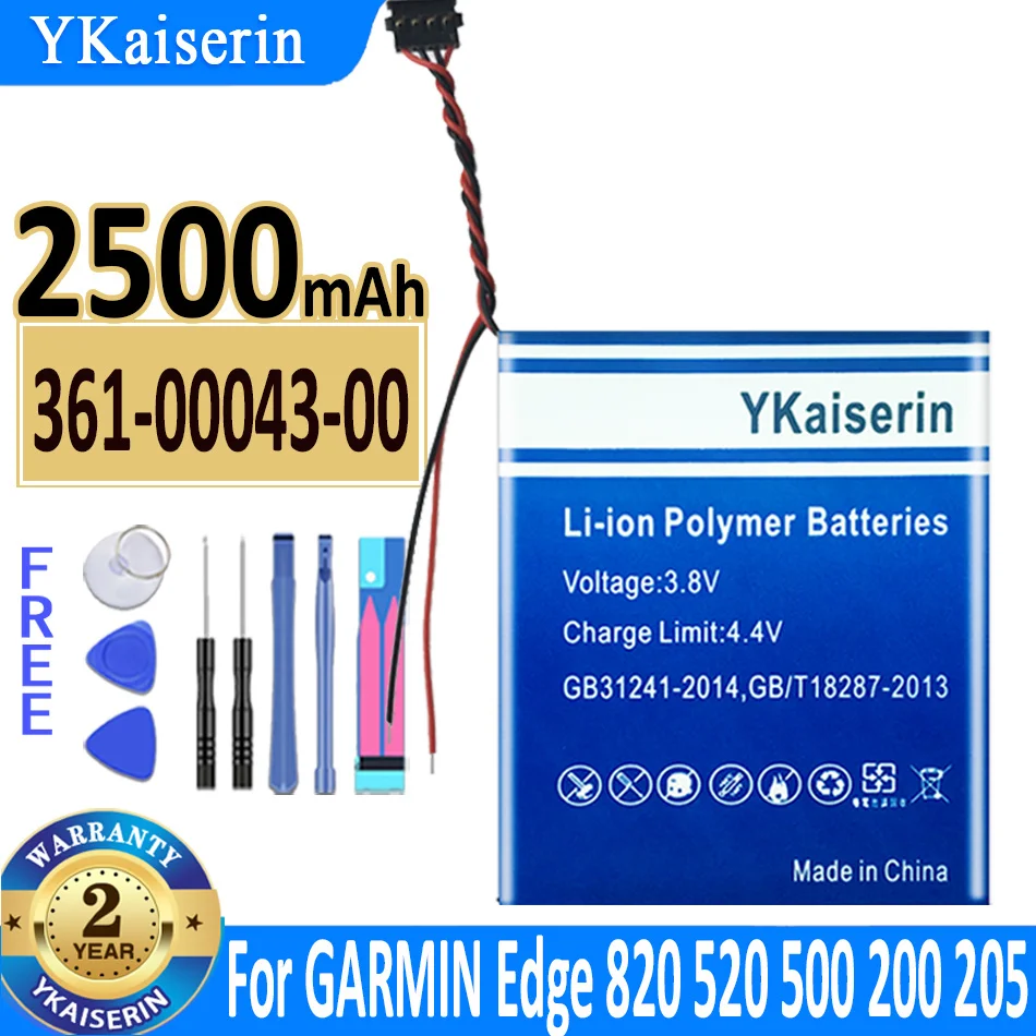 

2500mAh YKaiserin Battery 361-00043-00 for Garmin Edge Explore 820 520 500 200 205 GPS 520 Plus 520Plus Battery Bateria