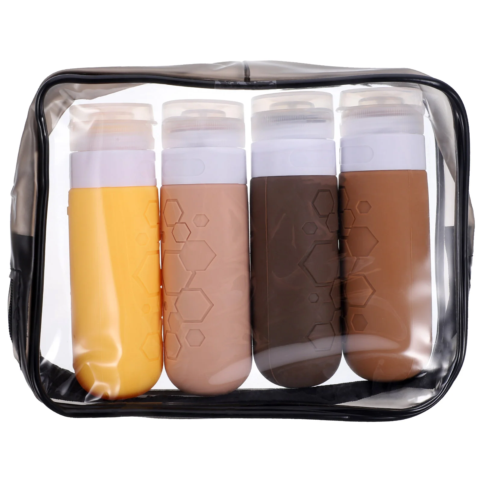 

4 Pcs Silica Gel Bottle Travel Shampoo Conditioner Bottles Size Containers Lid Reusable Lotion Small Toiletry