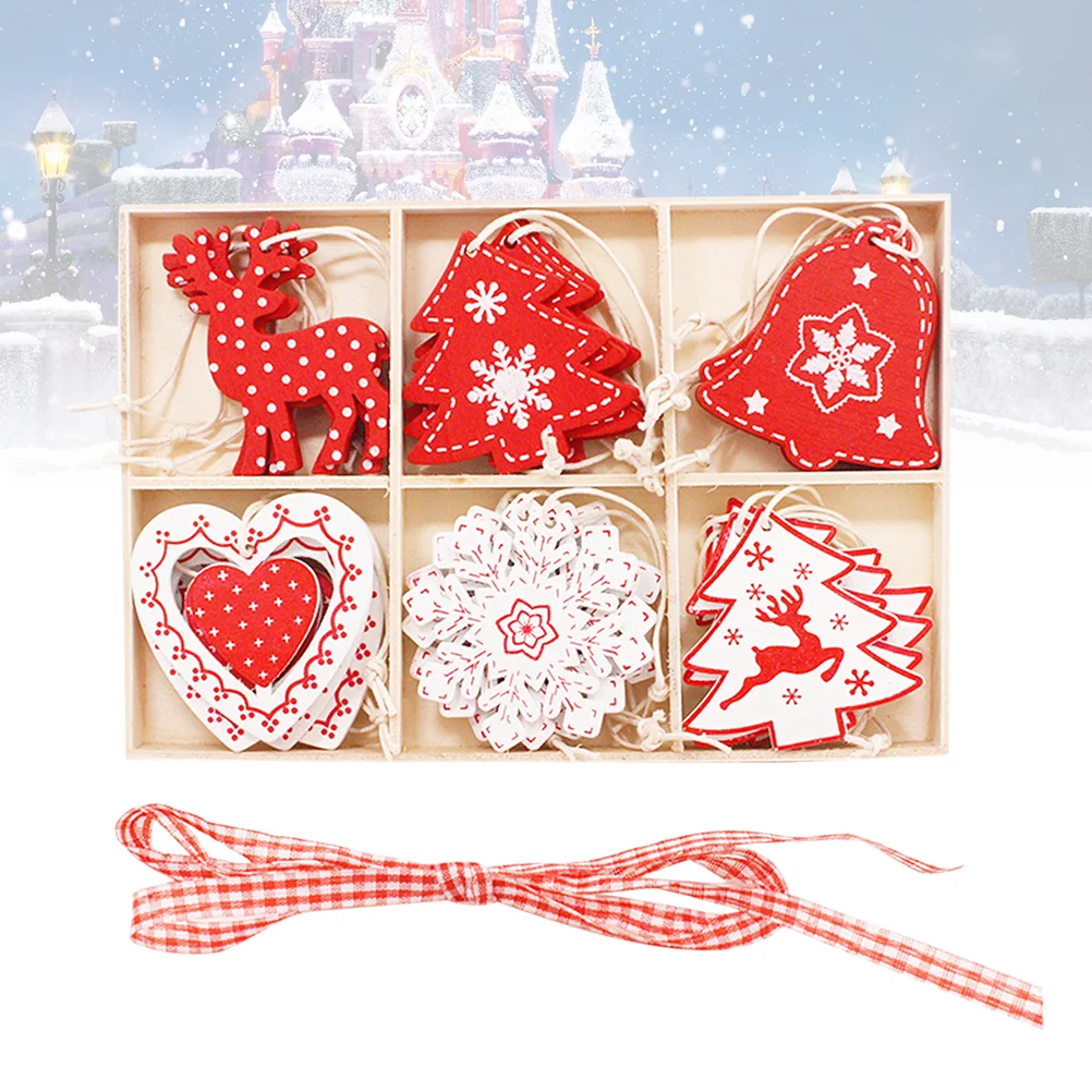 

24 шт., Деревянные Подвески в виде рождественской елки