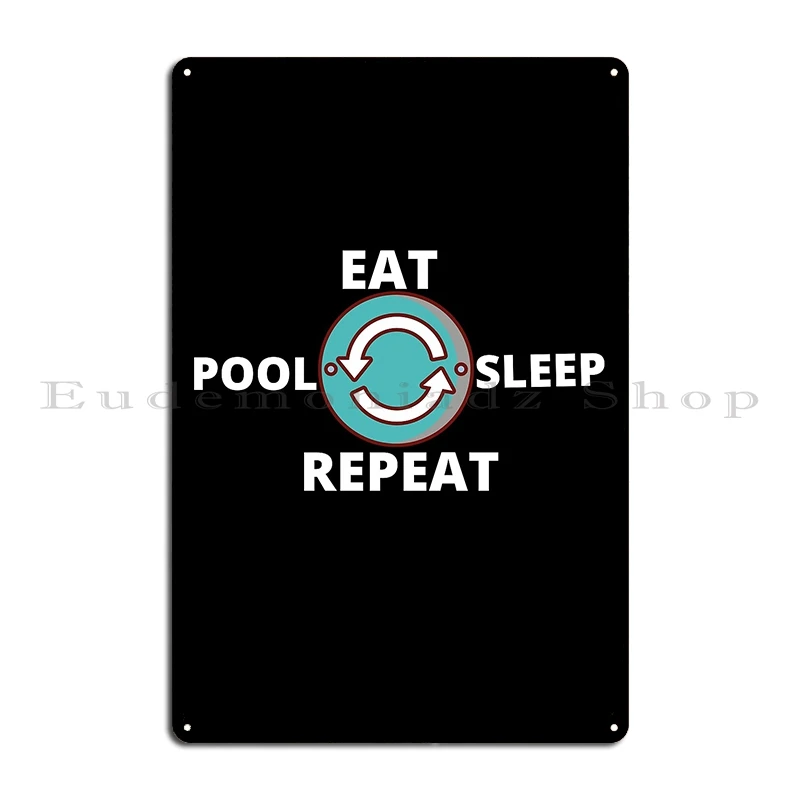 Жестяной плакат с надписью Eat Sleep Pool